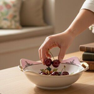 Vintage Noritake Bowl Dish Pink Luster Square MCM Springtime Florals